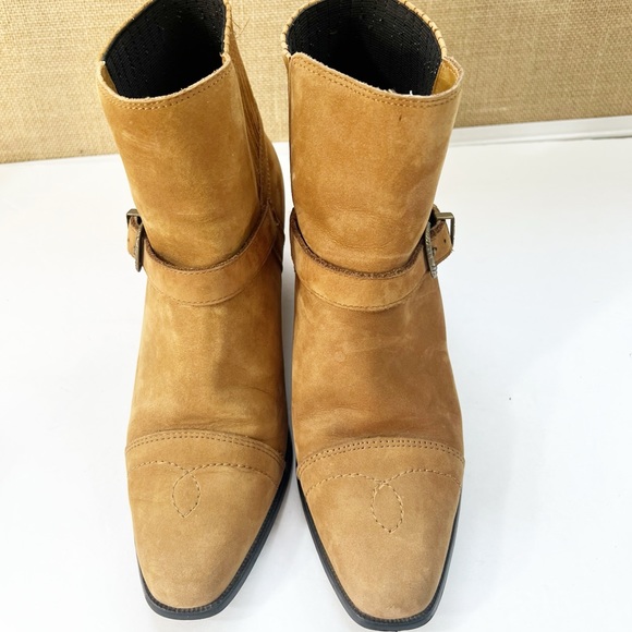 Dingo Western Ankle Boot Pull On Bootie Brown Suede Buckle Strap size 8 M - Picture 3 of 13